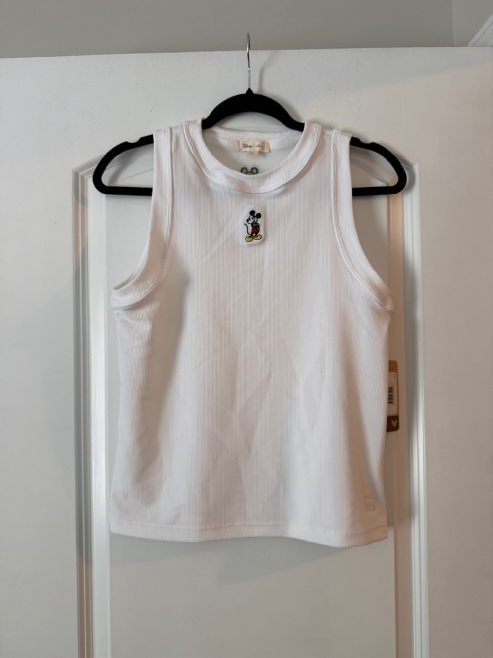 Disney White Tank Top with Small Mickey Patch